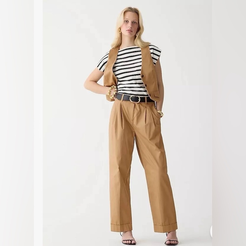 J.Crew Wide-leg essential pant in lightweight chino Camel Size 2 Tall